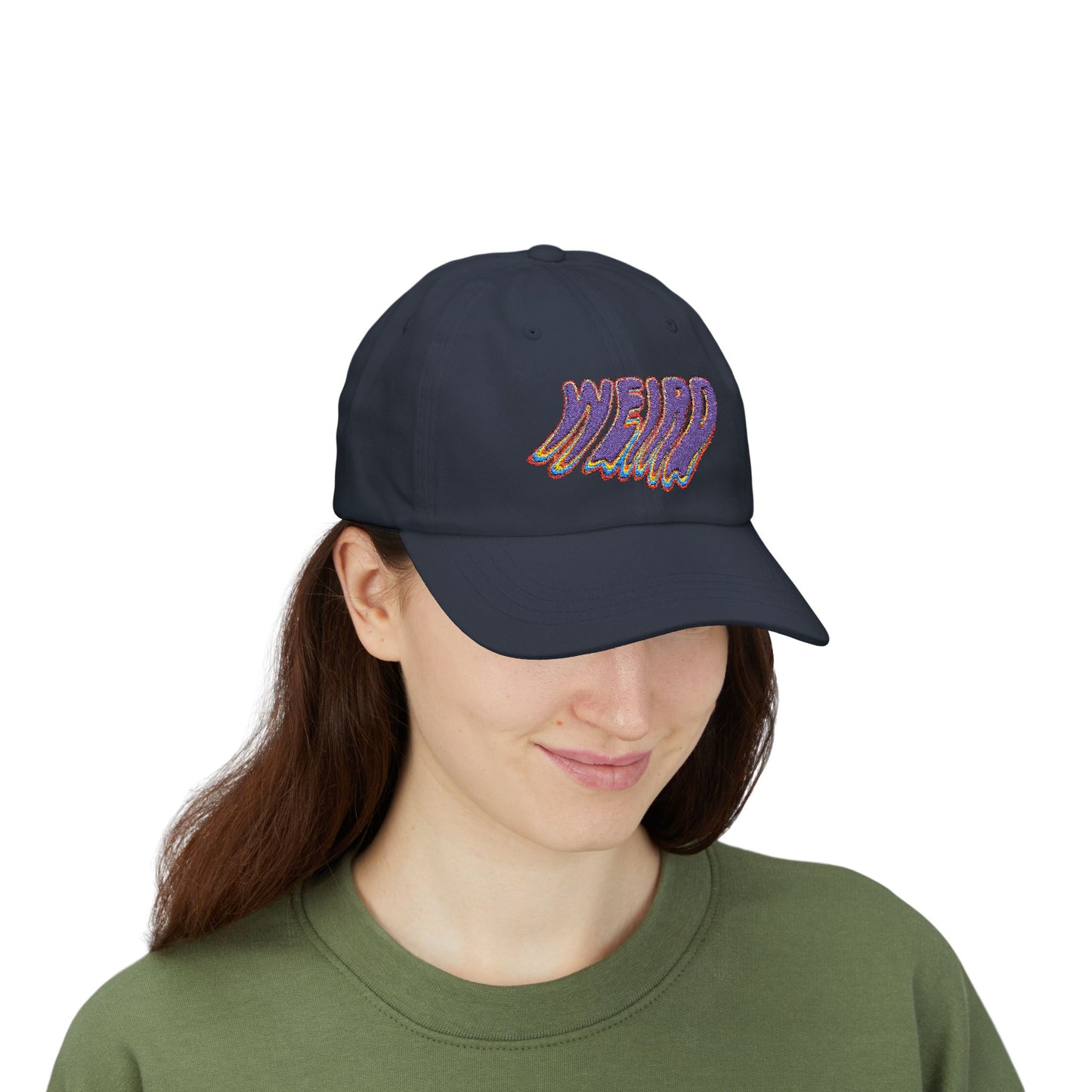 "Weird" Classic Dad Cap with Trendy Dripping Text Design
