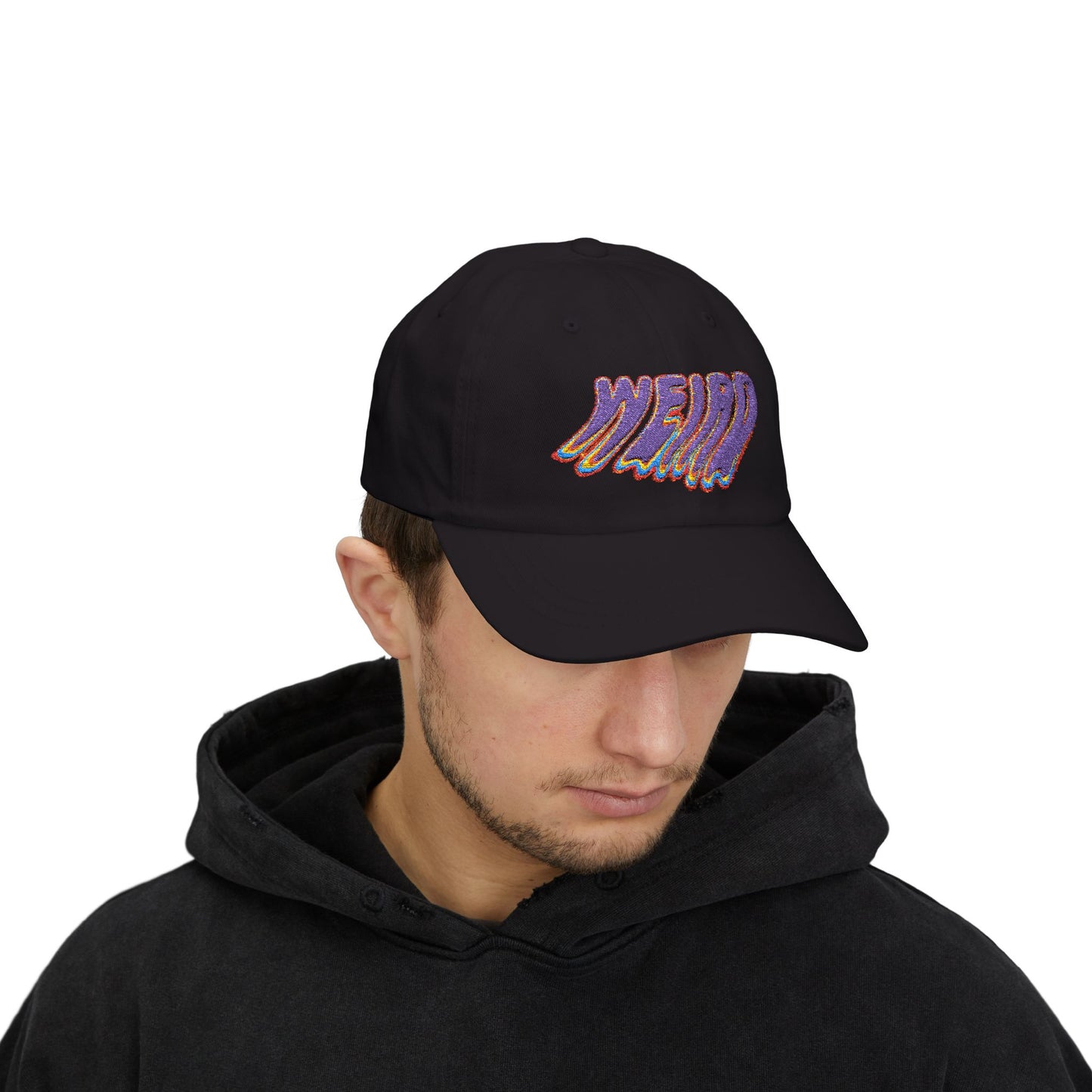 "Weird" Classic Dad Cap with Trendy Dripping Text Design