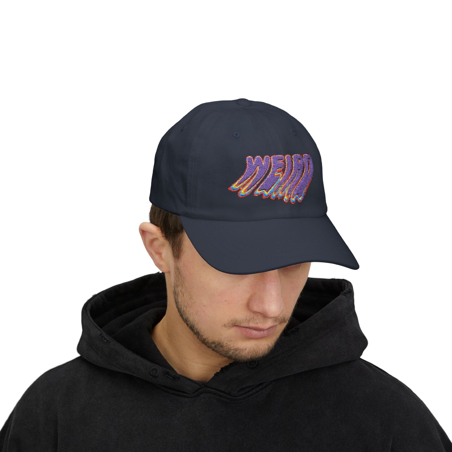 "Weird" Classic Dad Cap with Trendy Dripping Text Design