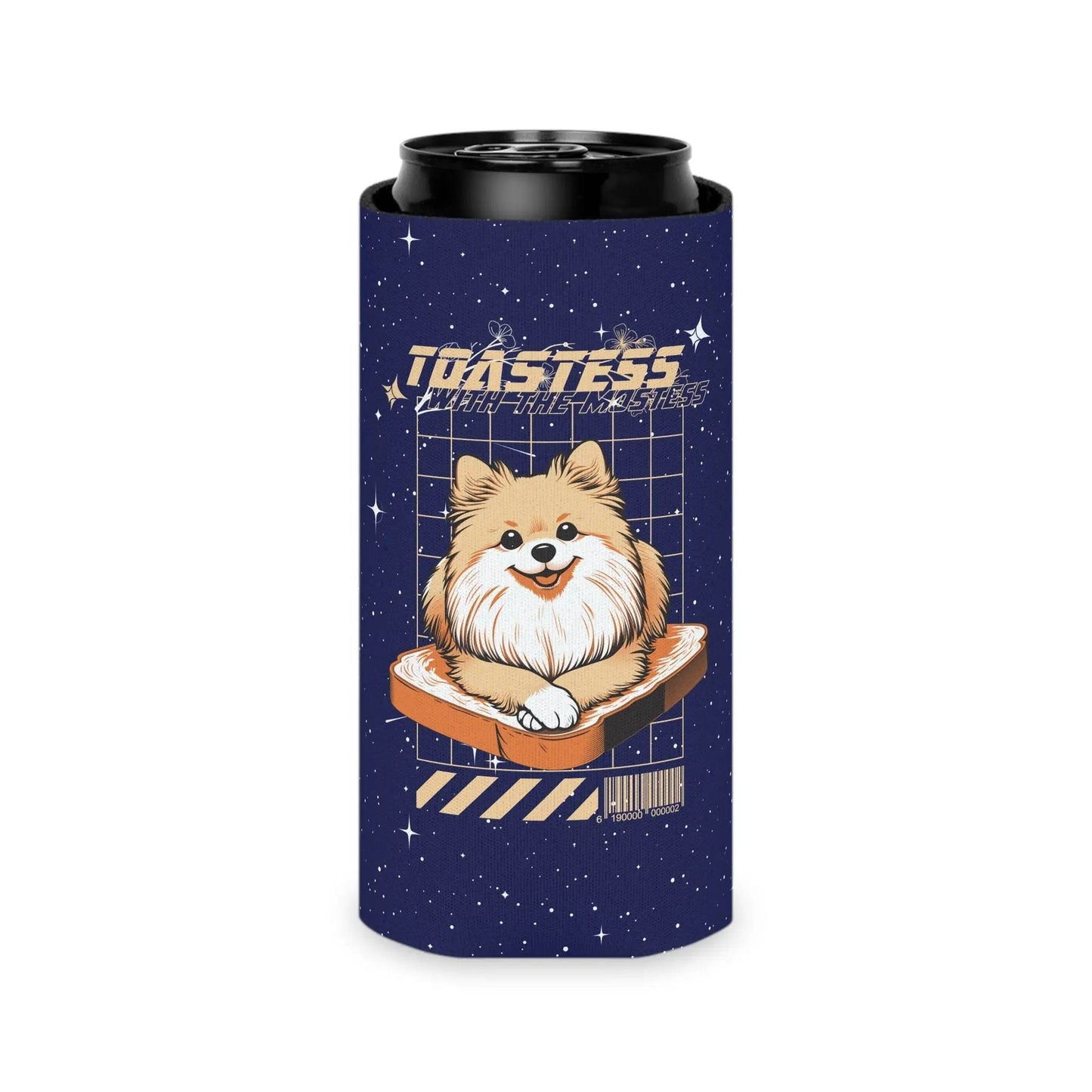 Can Cooler featuring Stylized Pomeranian Design - Nick DiRamio