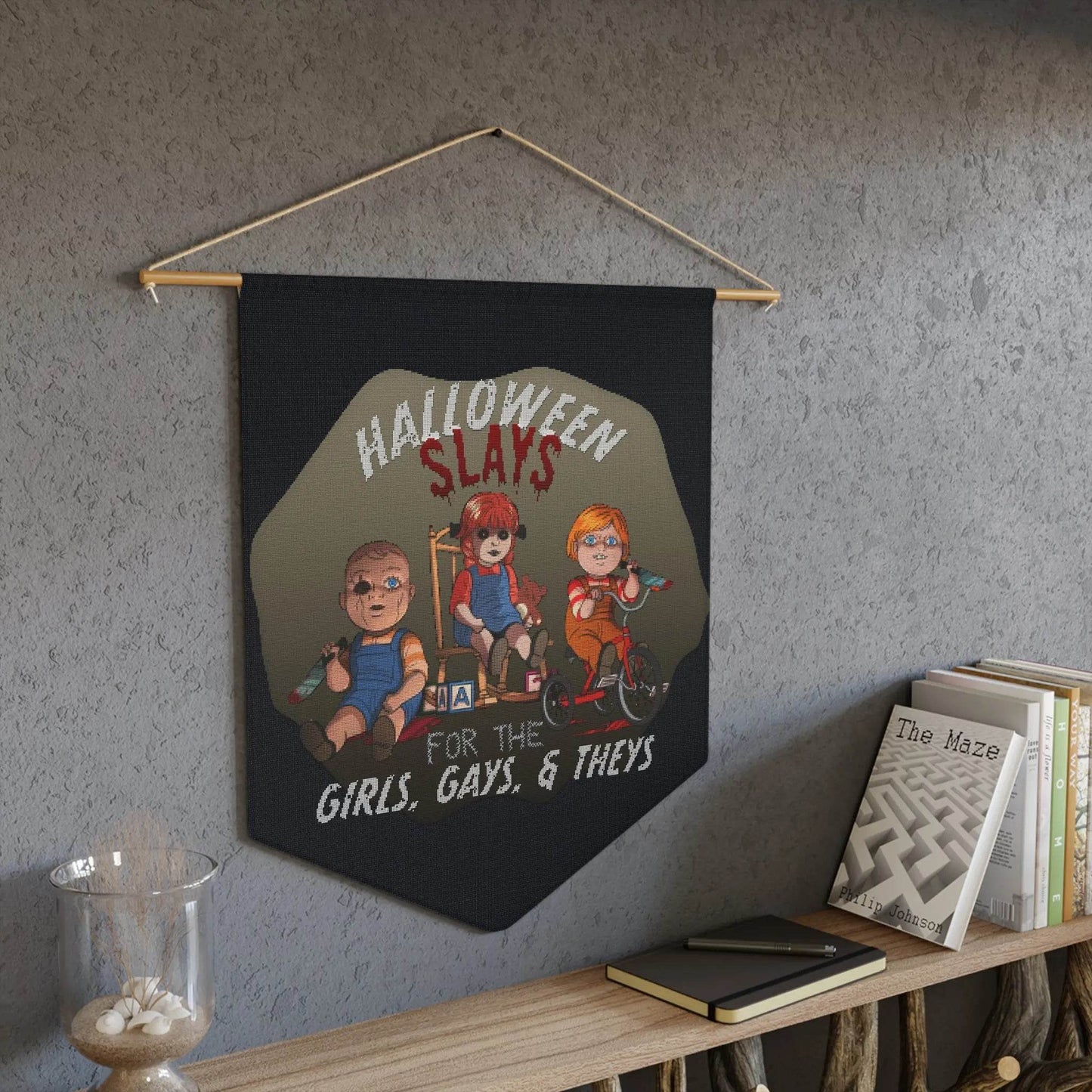 Pennant Flag - Halloween Slays for the Girls, Gays and Theys Cross Stitch Design - Nick DiRamio