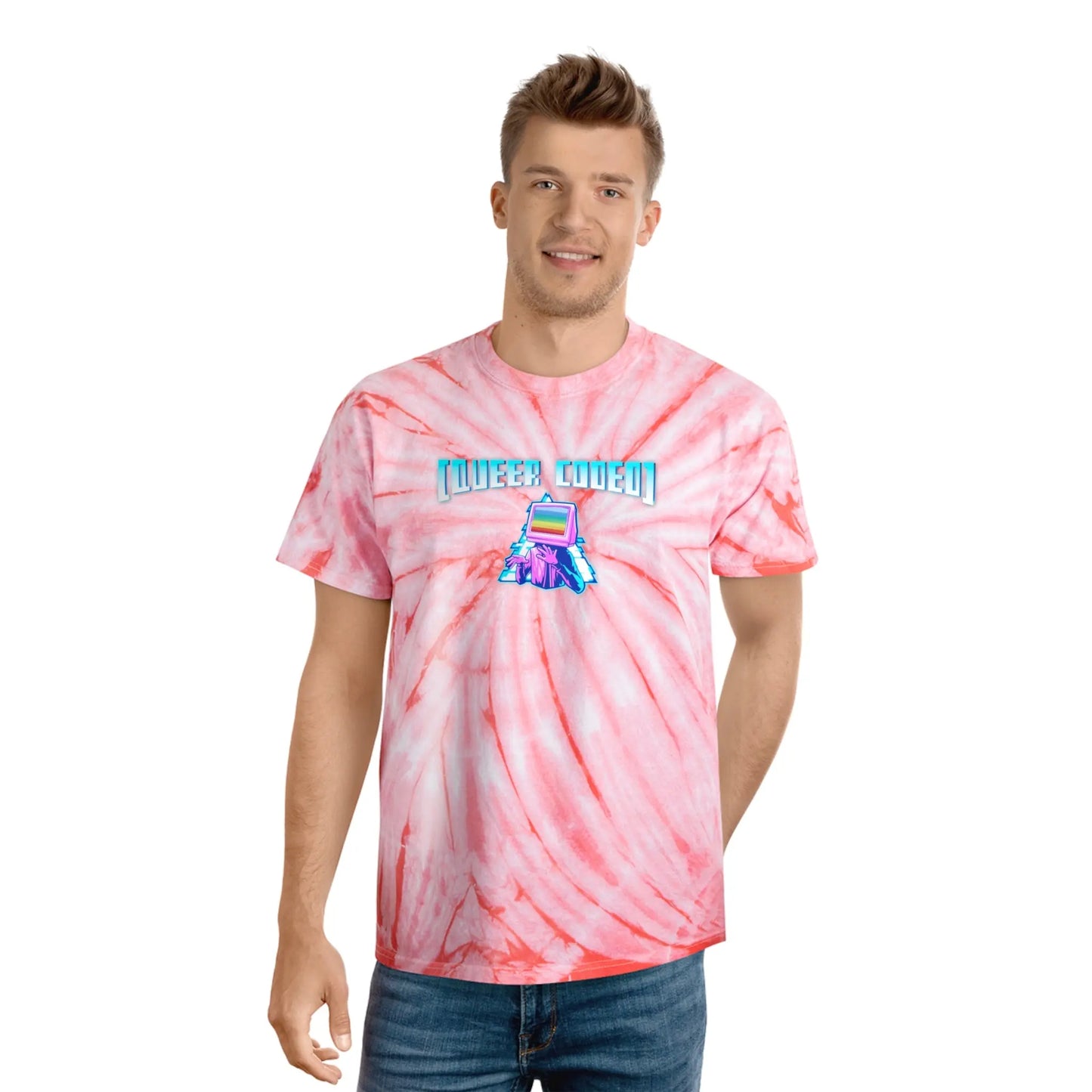 "Queer Coded" Pride Tie-Dye Coral Tee