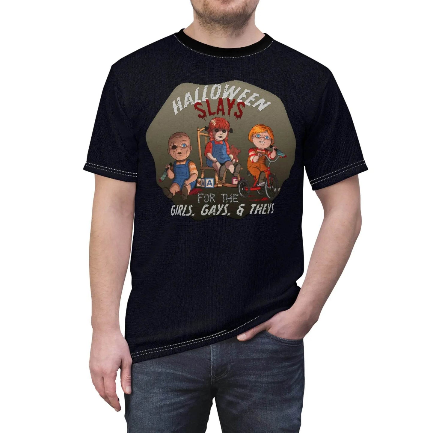 T-Shirt Halloween Slays for the Girls, Gays and Theys Faux Cross Stitch Design - Nick DiRamio