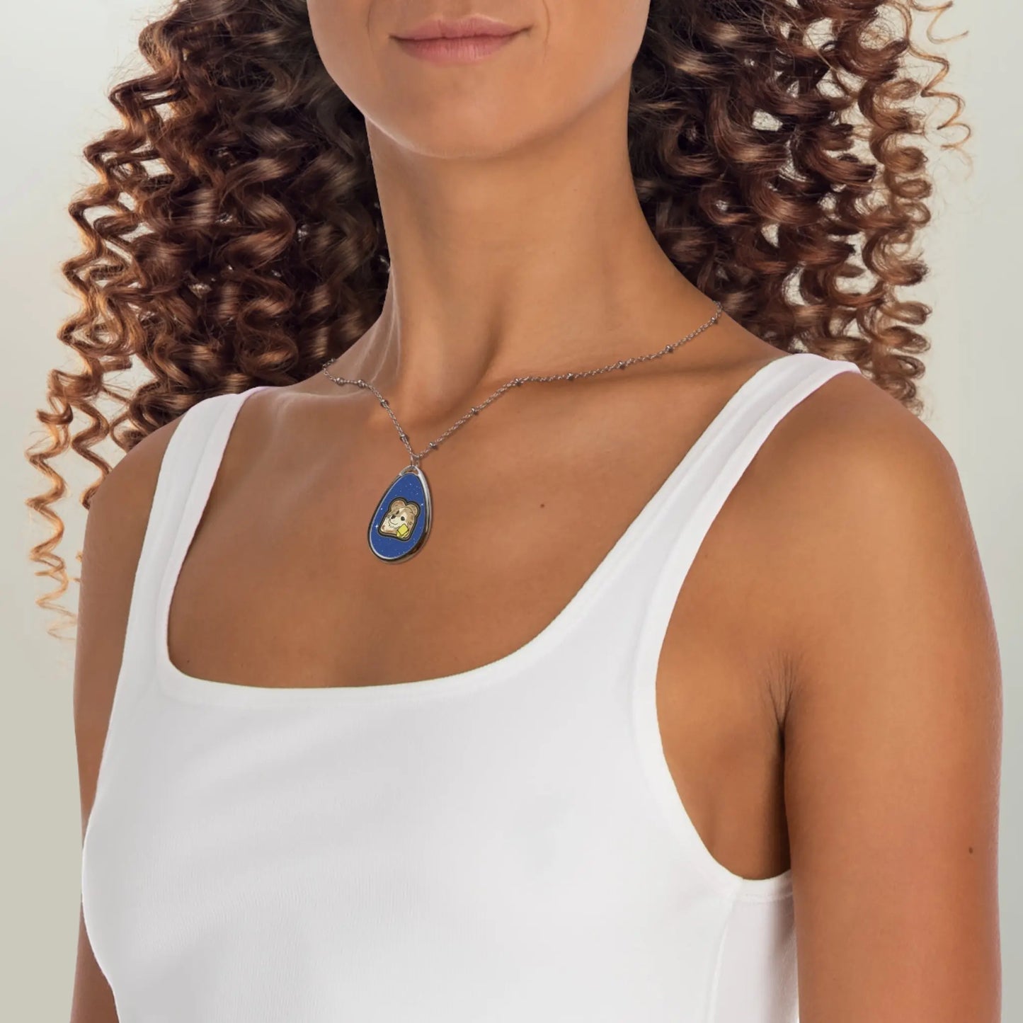 “Toast The Pomeran” Intergalactic Oval Pendant Necklace