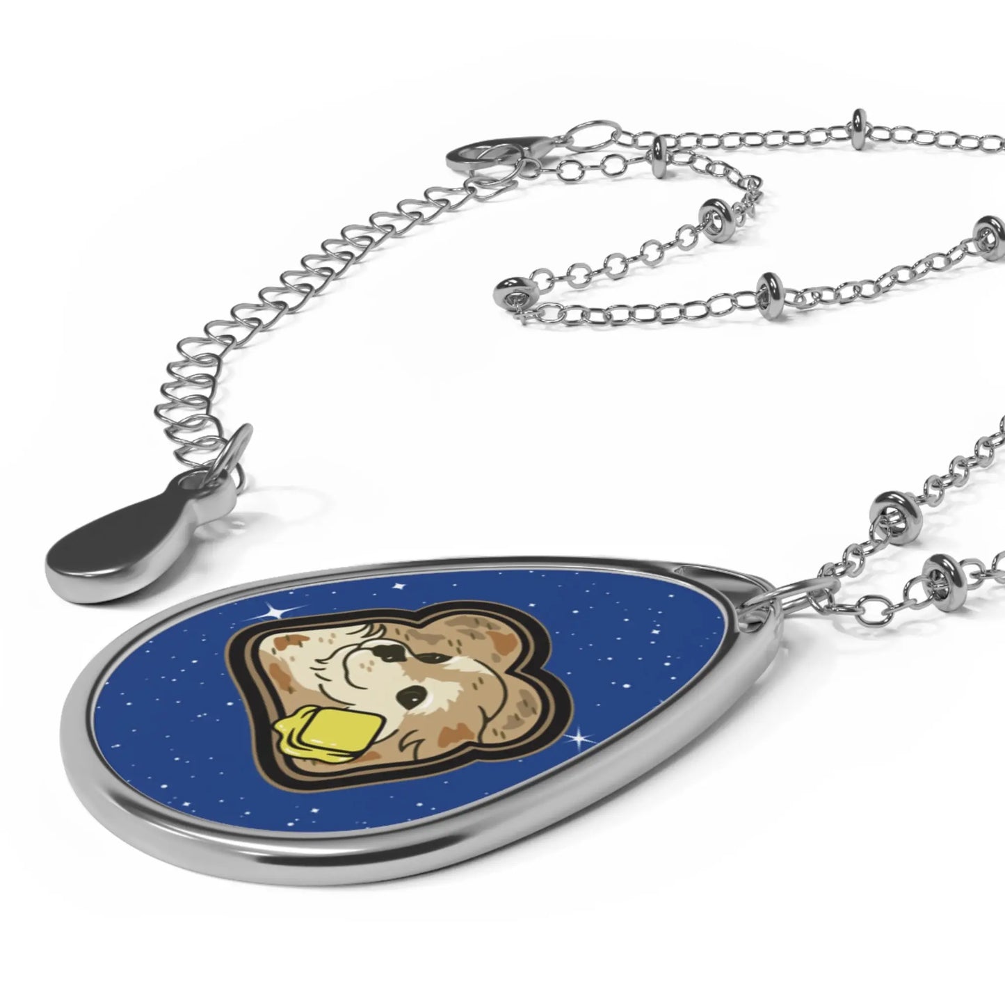 “Toast The Pomeran” Intergalactic Oval Pendant Necklace