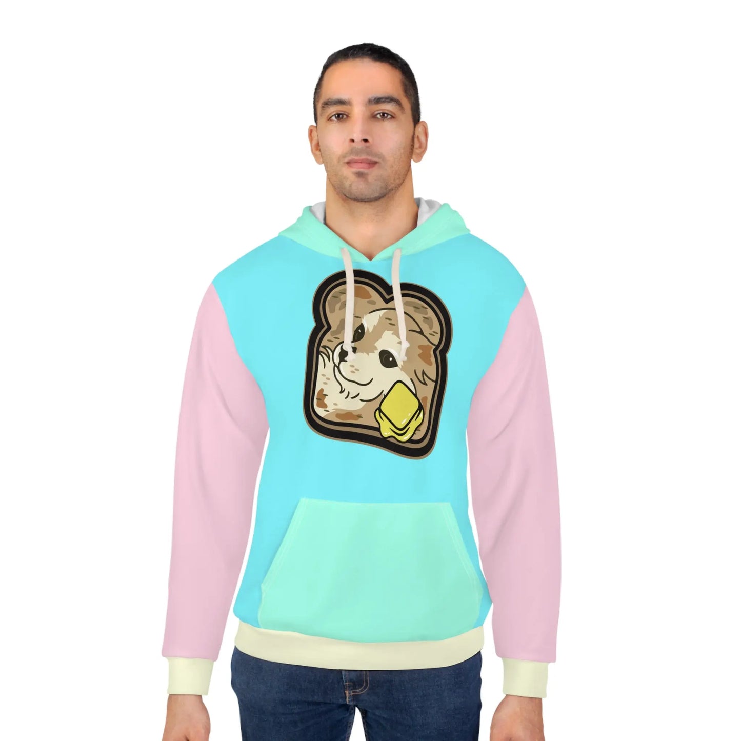 "Toast the Pomeraian" Colorblock Unisex Pullover Hoodie