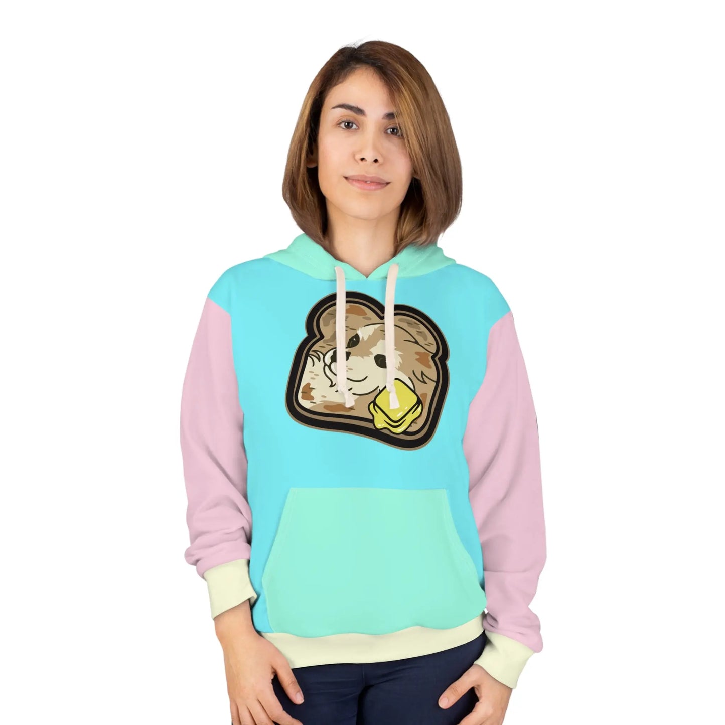 "Toast the Pomeraian" Colorblock Unisex Pullover Hoodie