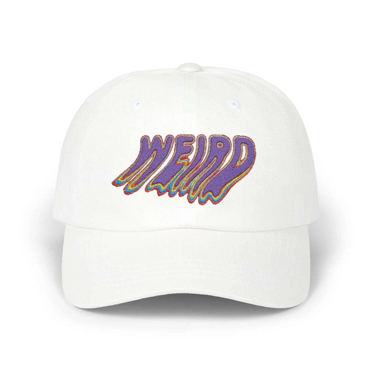 "Weird" Classic Dad Cap with Trendy Dripping Text Design