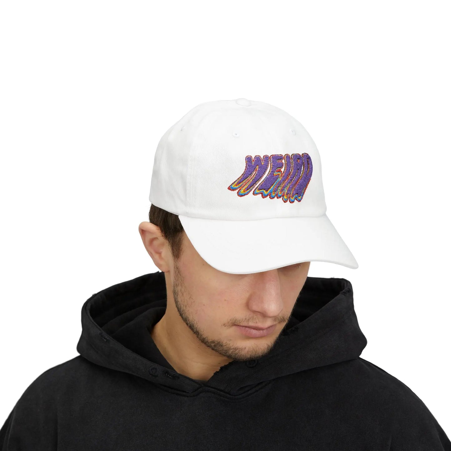 "Weird" Classic Dad Cap with Trendy Dripping Text Design