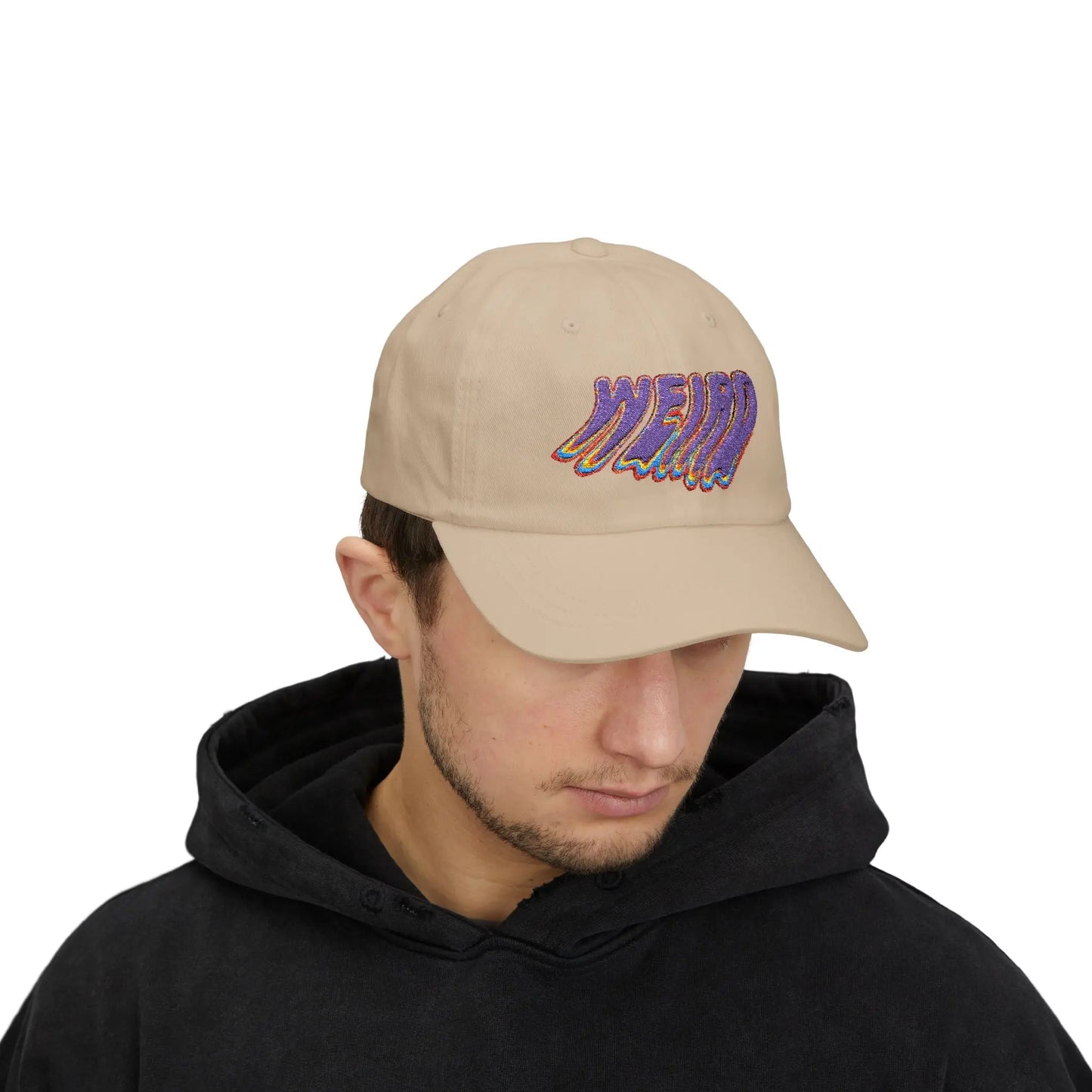 "Weird" Classic Dad Cap with Trendy Dripping Text Design