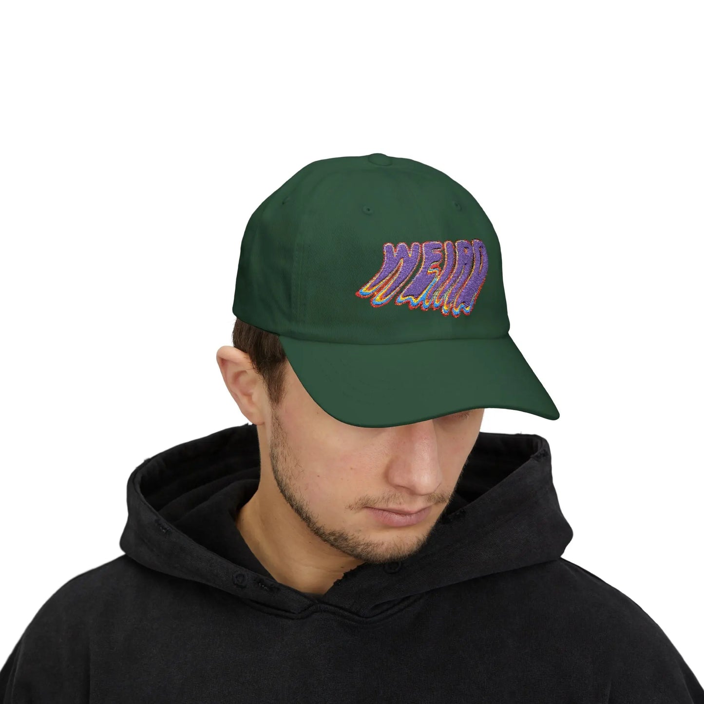 "Weird" Classic Dad Cap with Trendy Dripping Text Design