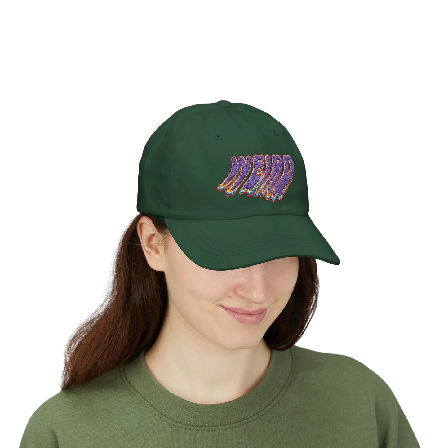 "Weird" Classic Dad Cap with Trendy Dripping Text Design