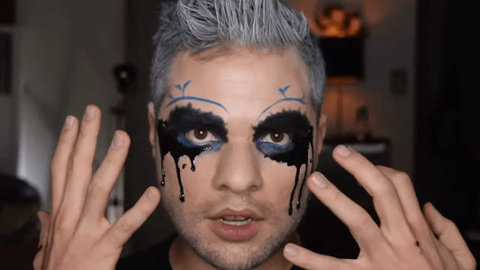 Dripping Black Tears Easy Halloween Makeup Tutorial - Quick Lunatic Costume 2017 - Nick DiRamio