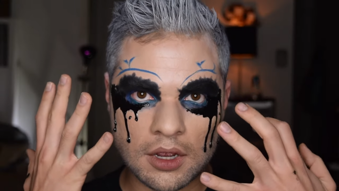 Dripping Black Tears Easy Halloween Makeup Tutorial - Quick Lunatic Costume 2017