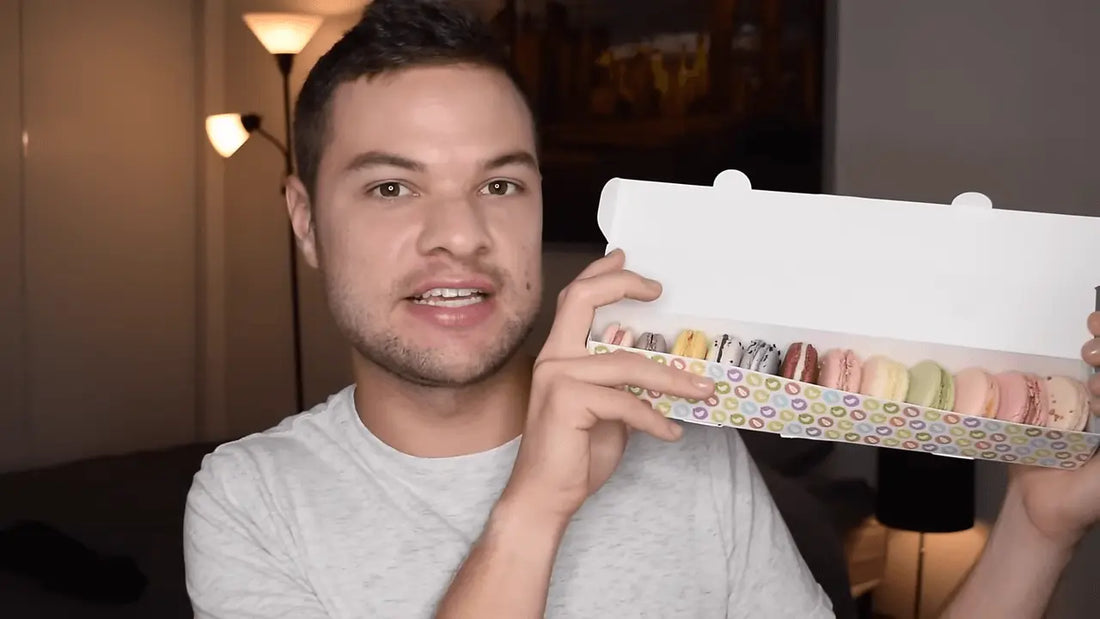 Trying Crazy Macaron Flavors With My Eyes Taped Shut - Blindfolded French Macaron Taste Test - Nick DiRamio