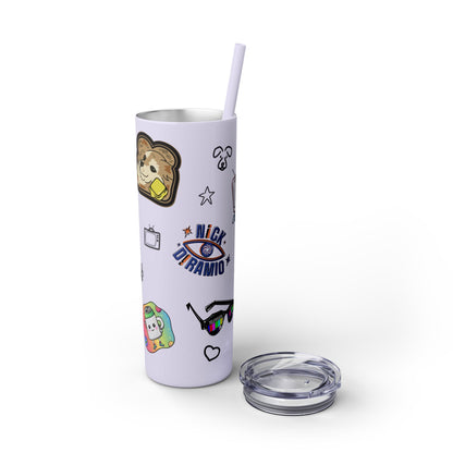 "Stickers & Doodles" Slim Glitter Tumbler with Straw from Clip Breakdown by Nick DiRamio, 20oz