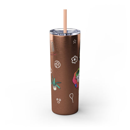 "Stickers & Doodles" Slim Glitter Tumbler with Straw from Clip Breakdown by Nick DiRamio, 20oz