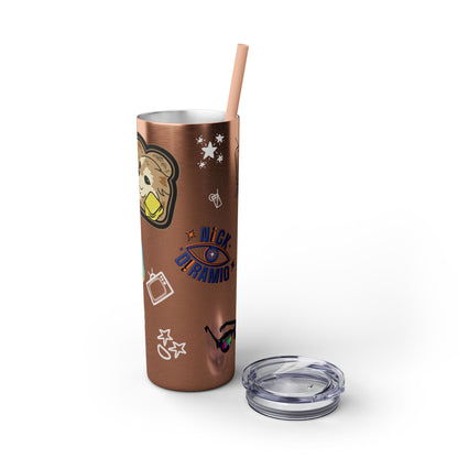 "Stickers & Doodles" Slim Glitter Tumbler with Straw from Clip Breakdown by Nick DiRamio, 20oz