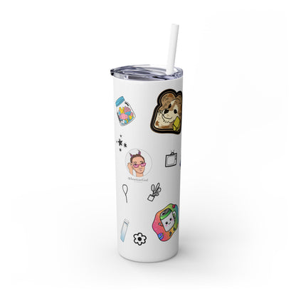 "Stickers & Doodles" Slim Glitter Tumbler with Straw from Clip Breakdown by Nick DiRamio, 20oz