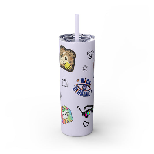 Vaso delgado con purpurina y pajita "Stickers &amp; Doodles" de Clip Breakdown de Nick DiRamio, 20 oz