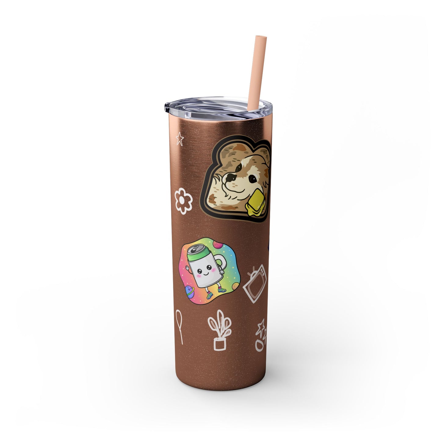 "Stickers & Doodles" Slim Glitter Tumbler with Straw from Clip Breakdown by Nick DiRamio, 20oz