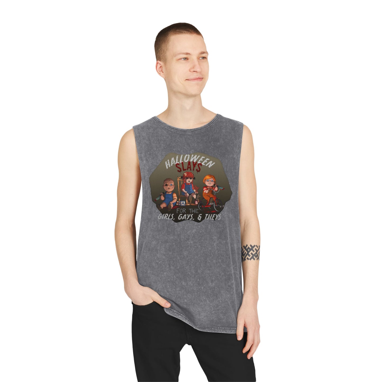 Stonewash Tank Top - Halloween Slays for the Girls, Gays, and Theys