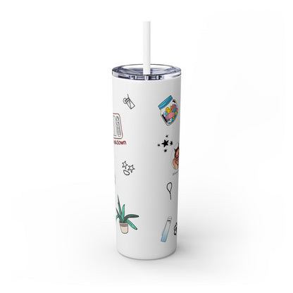 "Stickers & Doodles" Slim Glitter Tumbler with Straw from Clip Breakdown by Nick DiRamio, 20oz