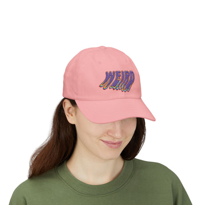 "Weird" Classic Dad Cap with Trendy Dripping Text Design
