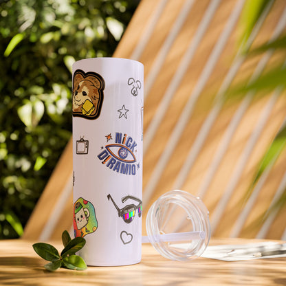 "Stickers & Doodles" Slim Glitter Tumbler with Straw from Clip Breakdown by Nick DiRamio, 20oz