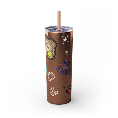 "Stickers & Doodles" Slim Glitter Tumbler with Straw from Clip Breakdown by Nick DiRamio, 20oz