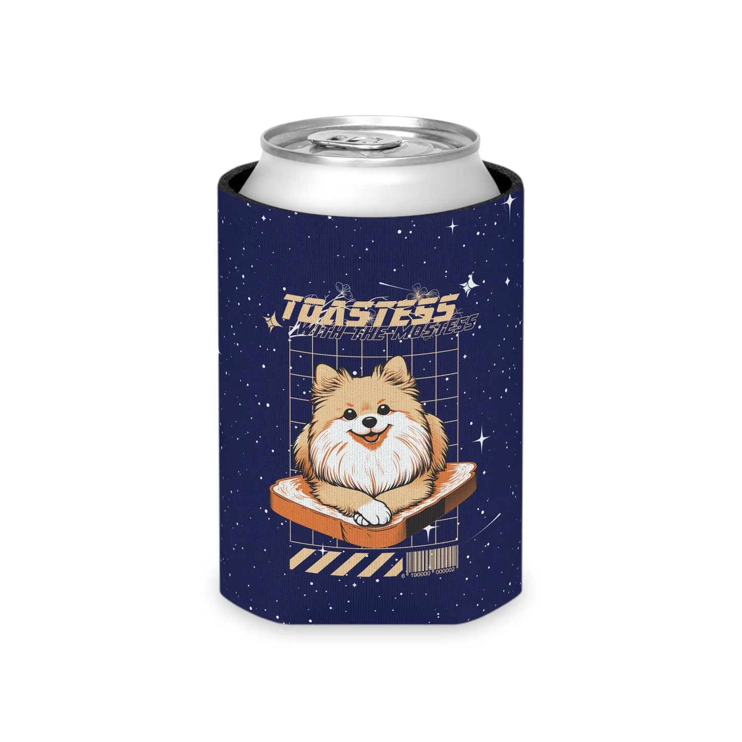 Can Cooler featuring Stylized Pomeranian Design 