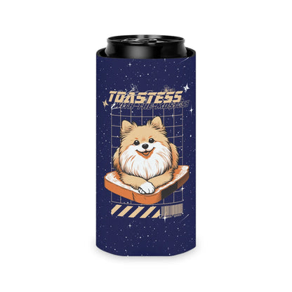 Can Cooler featuring Stylized Pomeranian Design 