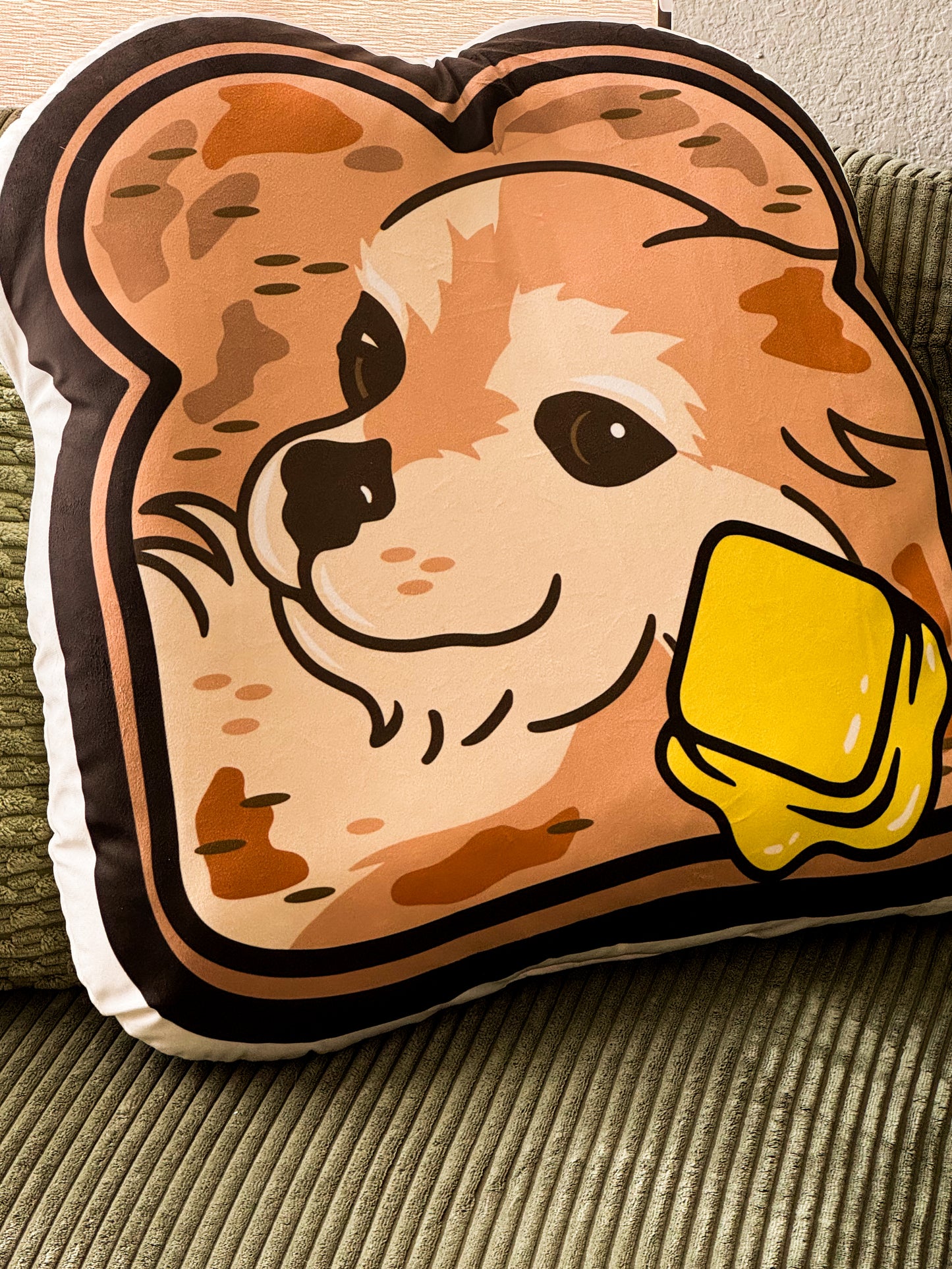 "Toast the Pomeranian" Toast Shaped Pillow