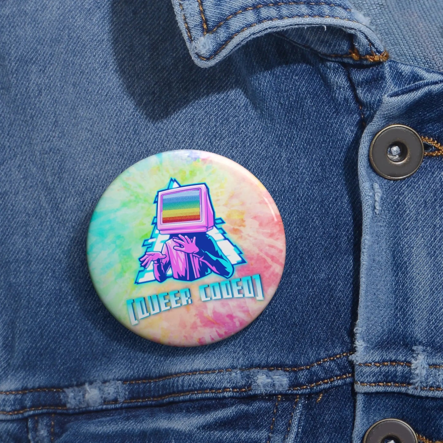 "Queer Coded" Pride Tie-Dye Pin Button