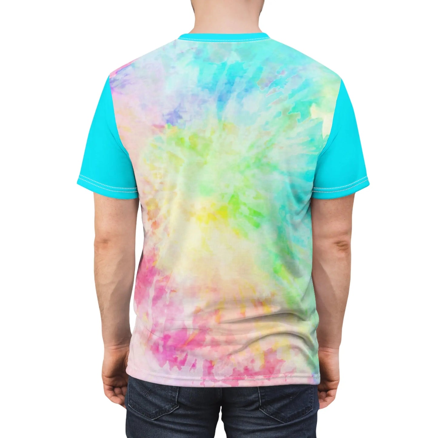 "Queer Coded" Pride Tie Dye Rainbow Tee with Blue Accents