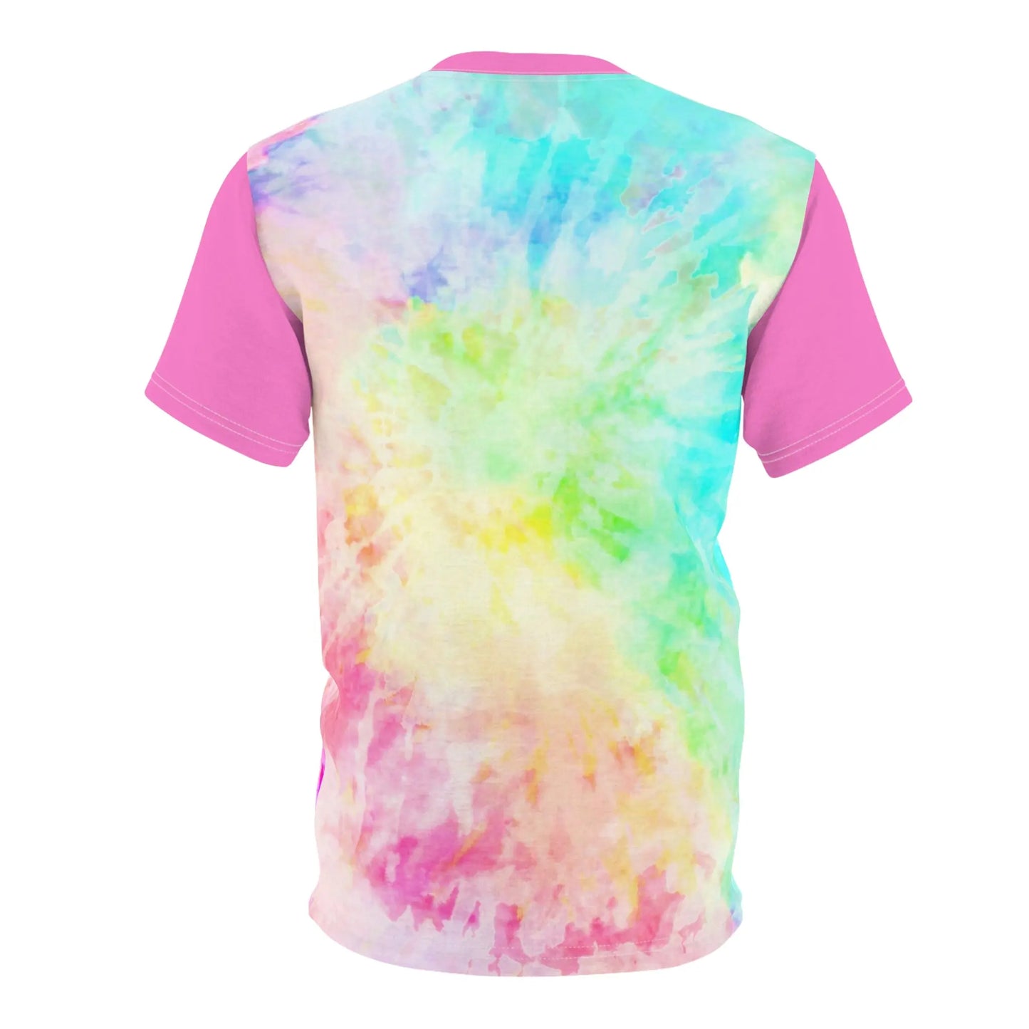 "Queer Coded" Pride Tie Dye Rainbow Tee with Pink Accents