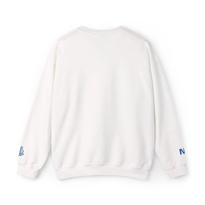 Retro TV Crewneck Sweatshirt – 'Glitch Breakdown' Blue Embroidered Graphic 