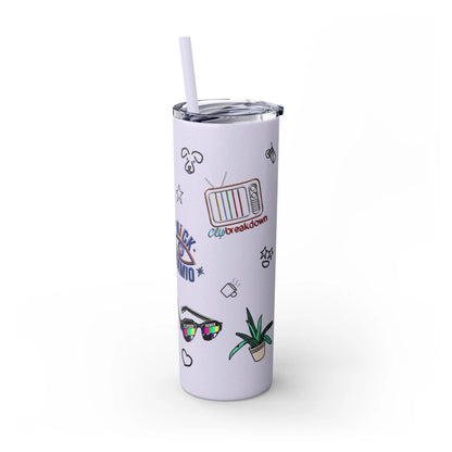 "Stickers & Doodles" Slim Glitter Tumbler with Straw from Clip Breakdown by Nick DiRamio, 20oz 