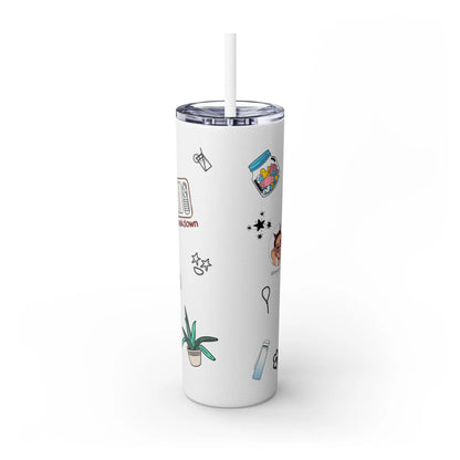 "Stickers & Doodles" Slim Glitter Tumbler with Straw from Clip Breakdown by Nick DiRamio, 20oz 