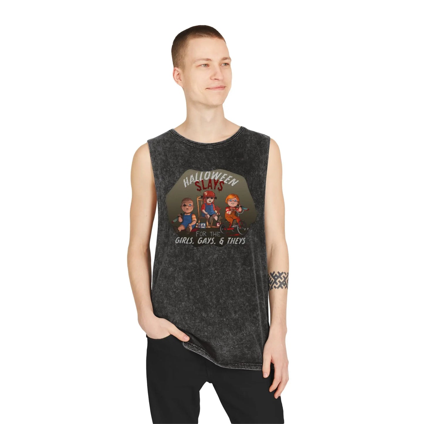 Stonewash Tank Top - Halloween Slays for the Girls, Gays, and Theys