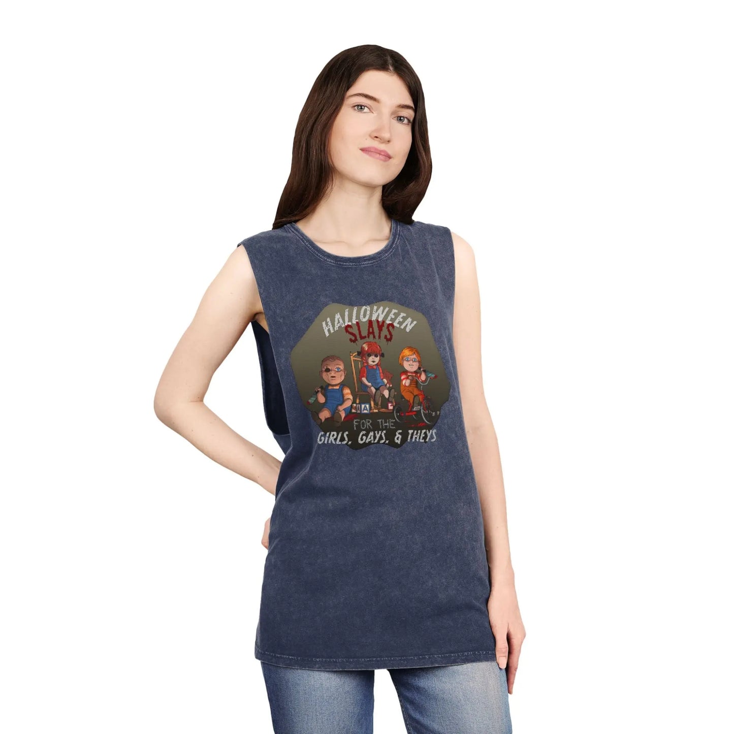 Stonewash Tank Top - Halloween Slays for the Girls, Gays, and Theys