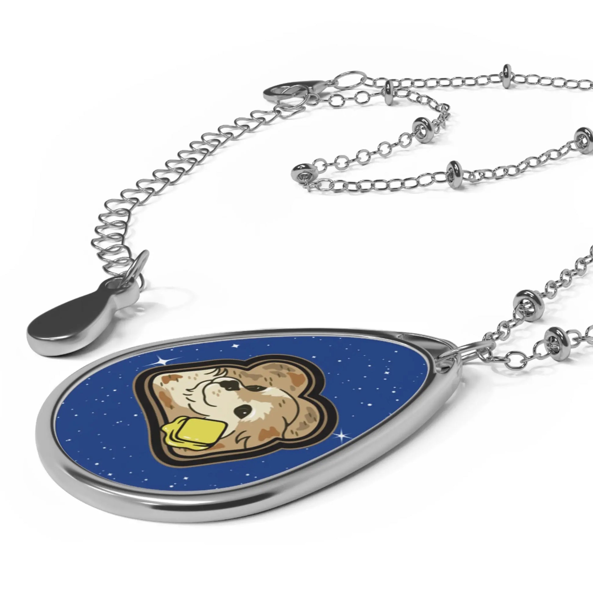 “Toast The Pomeran” Intergalactic Oval Pendant Necklace 