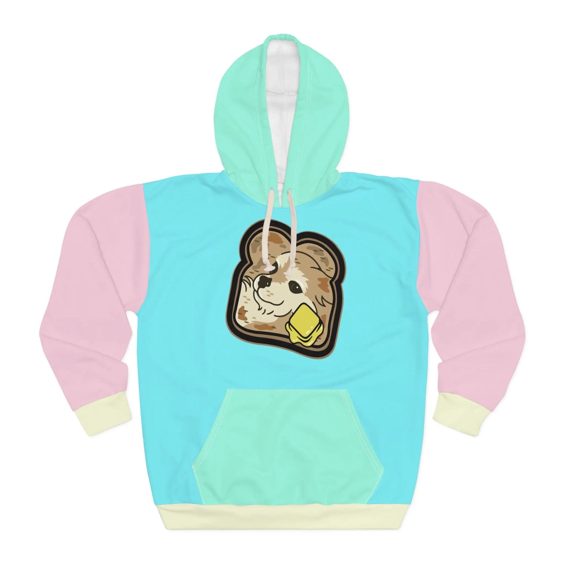 "Toast the Pomeraian" Colorblock Unisex Pullover Hoodie 