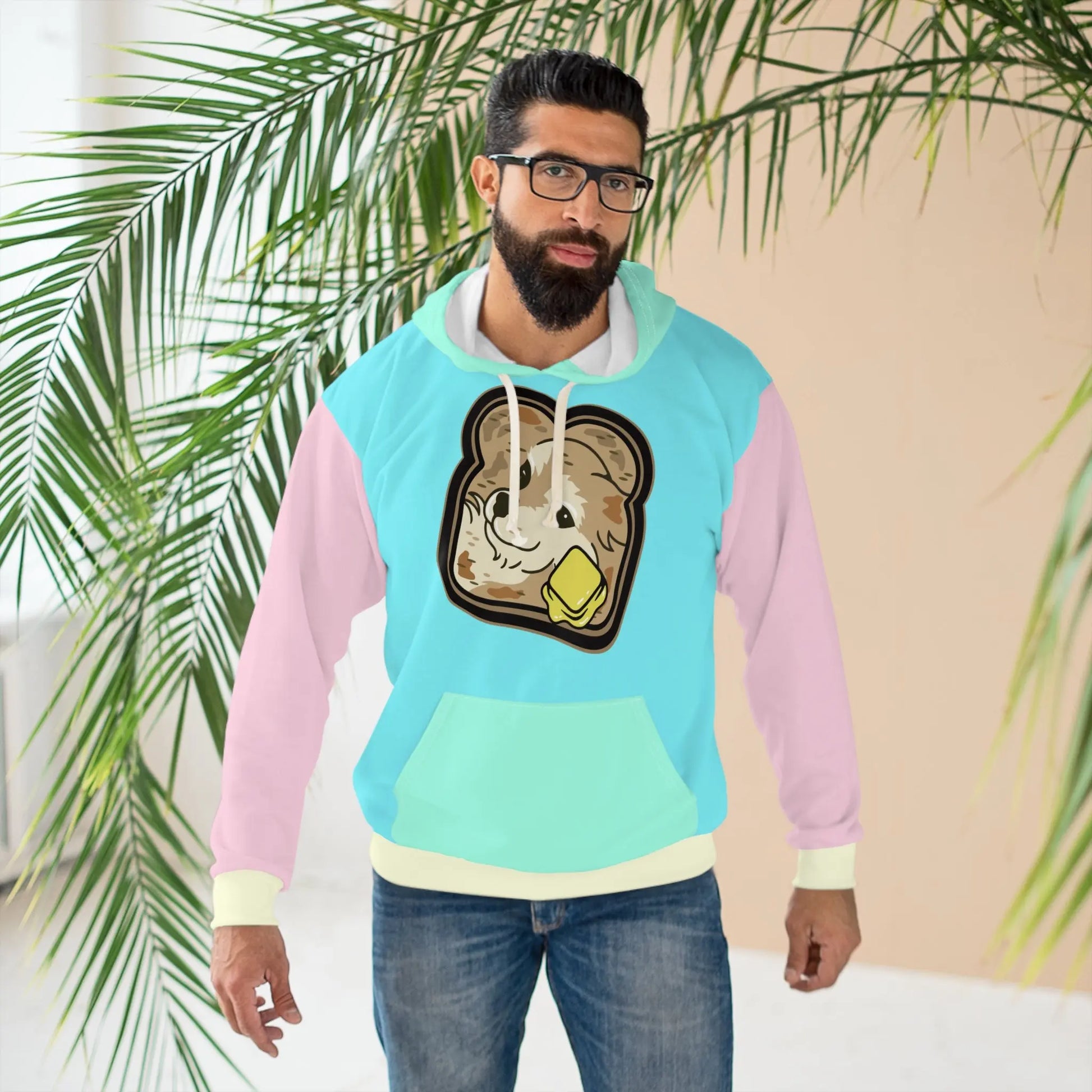 "Toast the Pomeraian" Colorblock Unisex Pullover Hoodie 