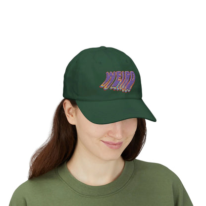 "Weird" Classic Dad Cap with Trendy Dripping Text Design 